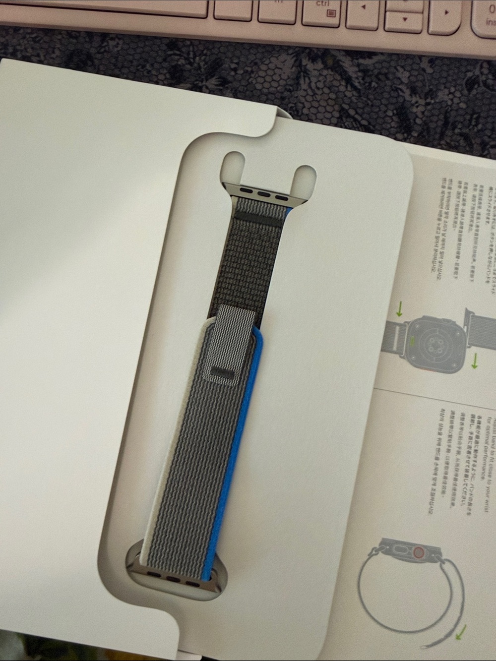 Apple Sport Loop Watch Band in Gray with Blue Edge